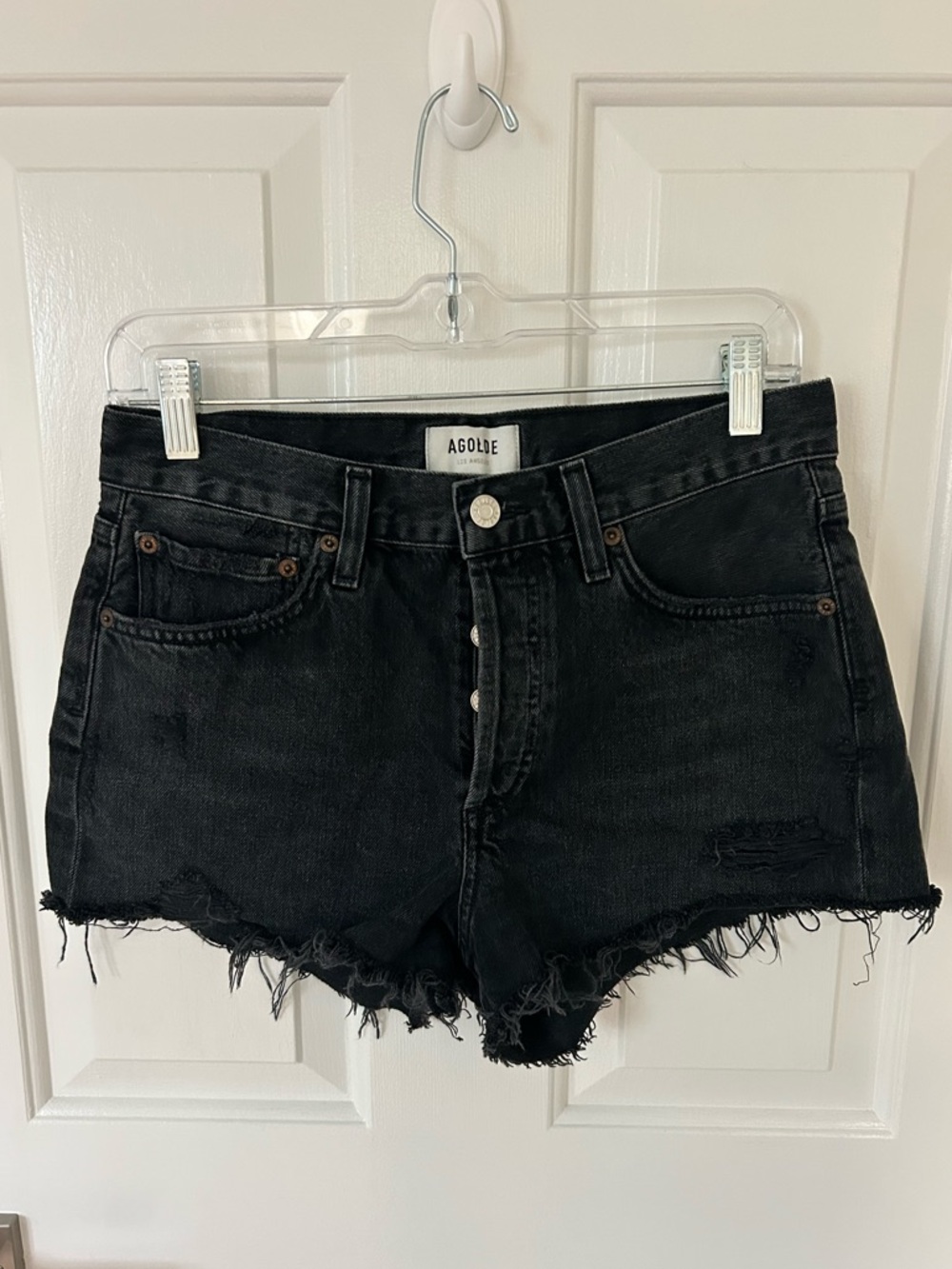 Agolde Parker Vintage Cut Off Denim Shorts Black